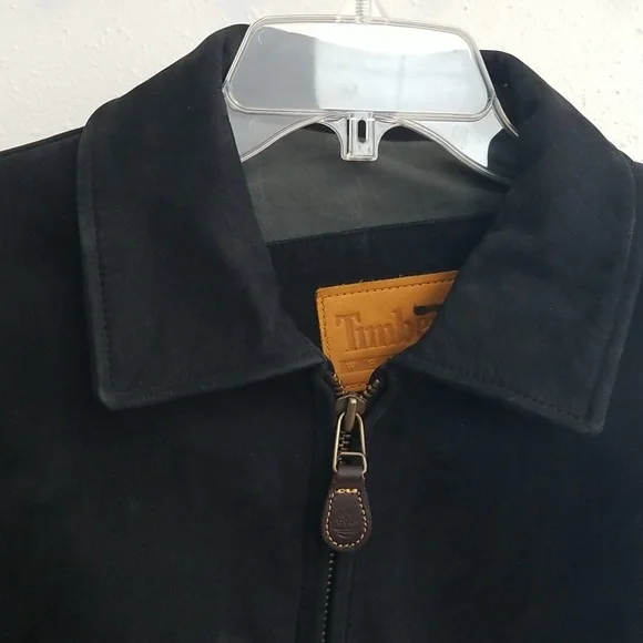 TIMBERLAND Vintage Weatherproof Suede Leather Bomber Black Large - Picture 2 of 12